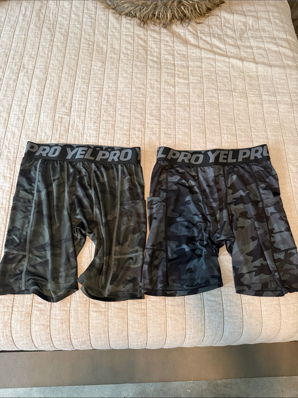 Men's Athletic Camo Shorts - Black/Olive